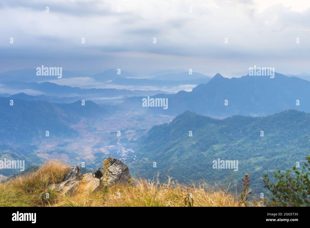 Beautiful scenic of the mountain range in Tha0Laos border on