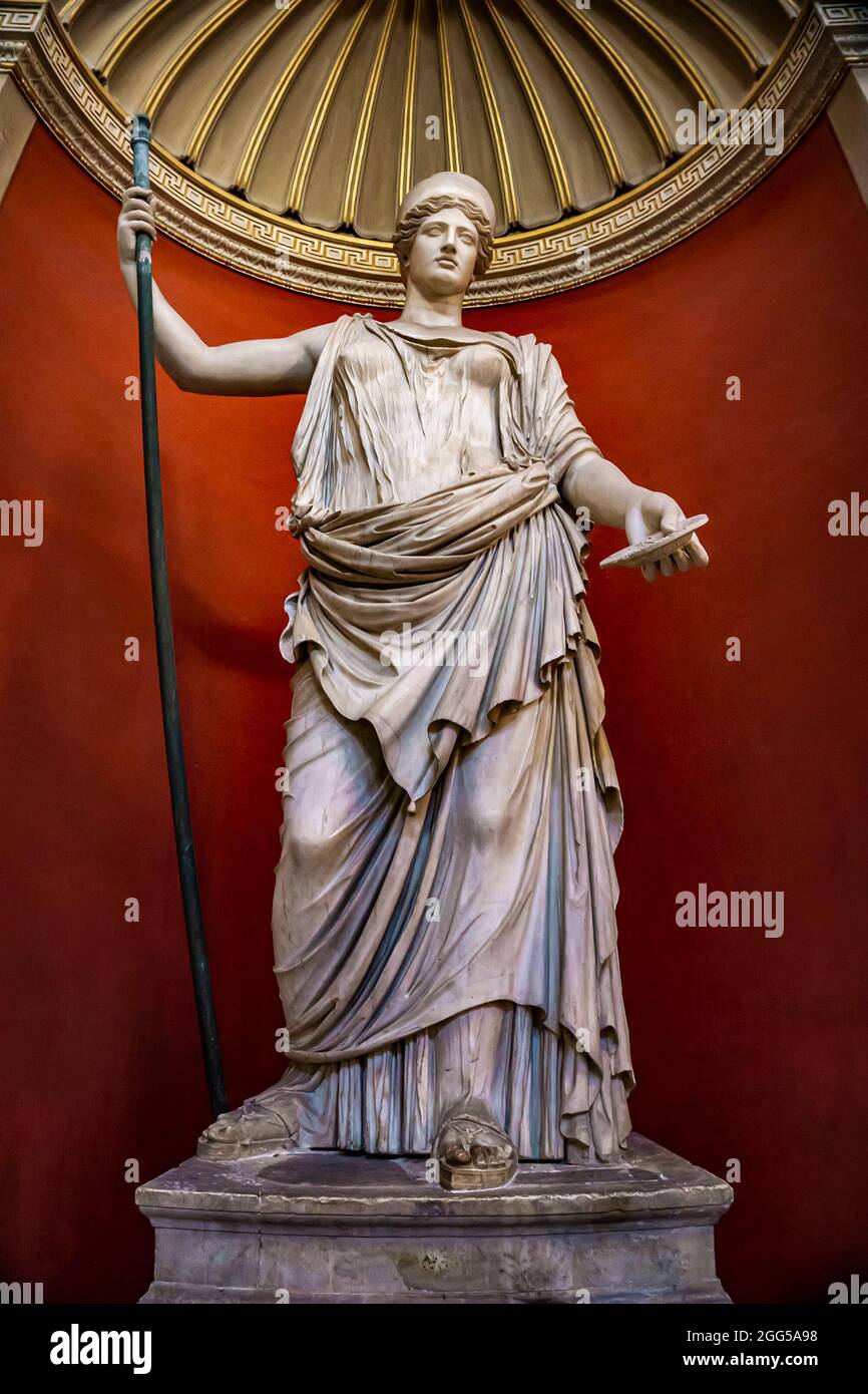 VATICAN - SEPTEMBER 25, 2018: Statue of the Goddess Hera at Sala Rotonda in Vatican Museum. It is largest museum complex in the world with over 1000 m Stock Photo