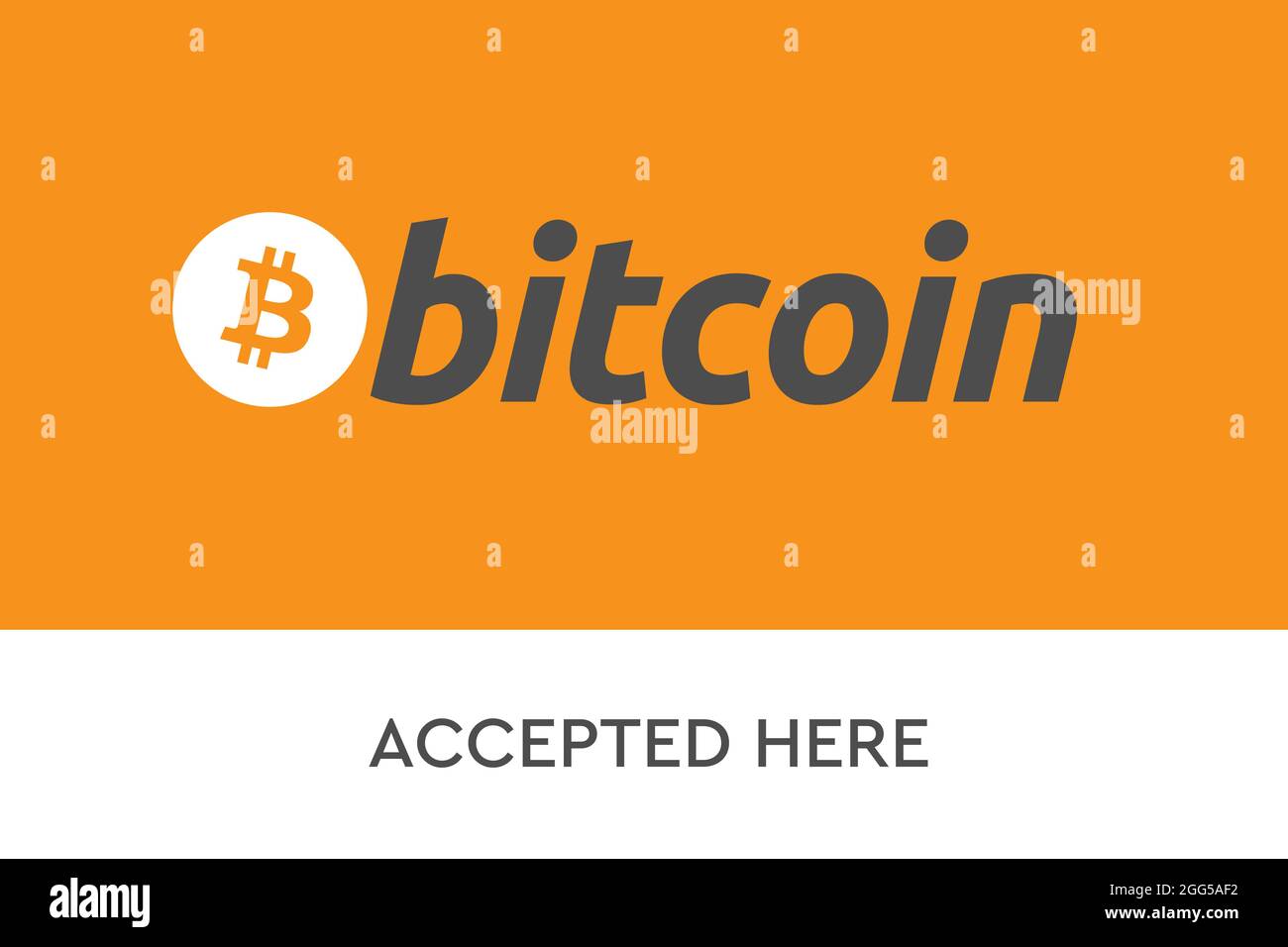Bitcoin accepted here. Bitcoin BTC Logo accept payment by crypto currency.  Virtual Money Cryptocurrency. Digital money concept. Sticker Stock Photo -  Alamy