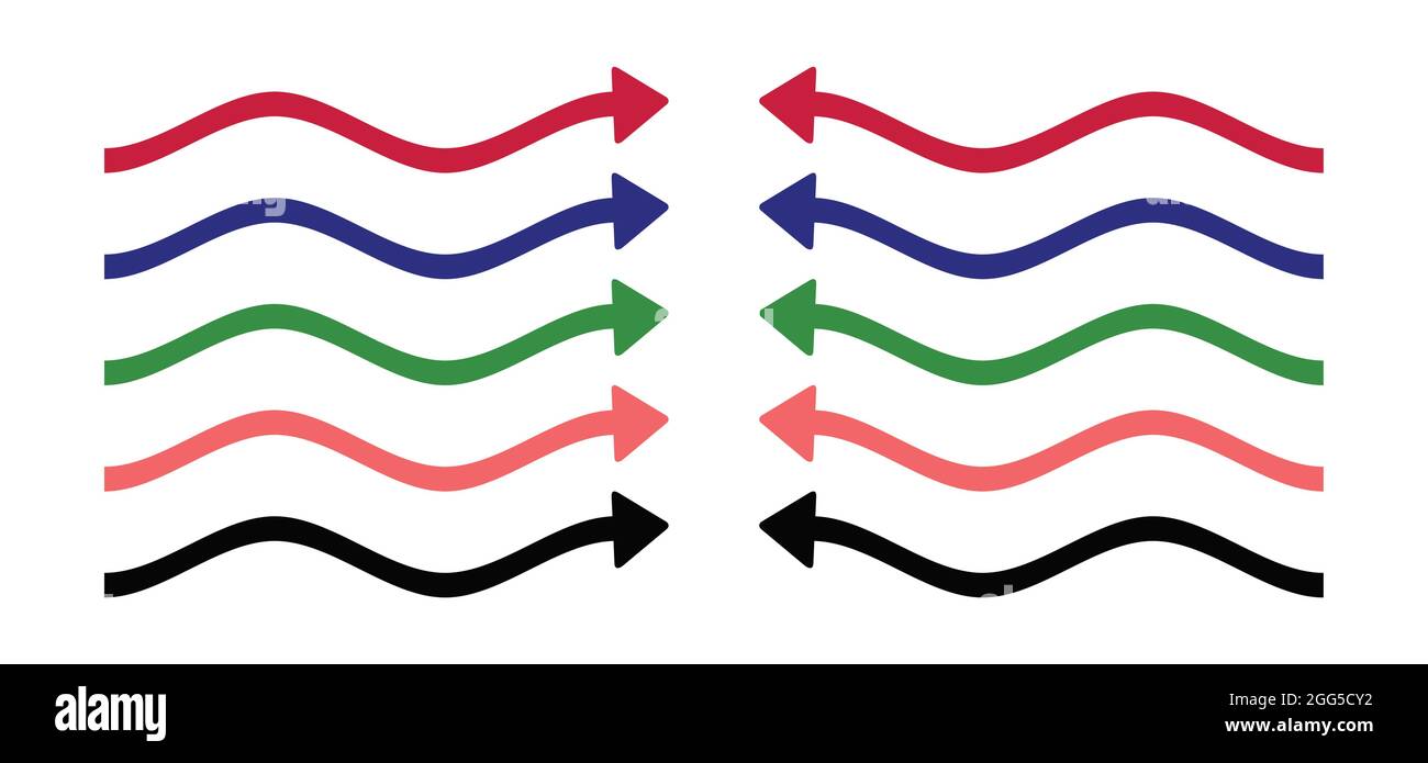 Wave arrow symbol, right and left arrows Stock Vector