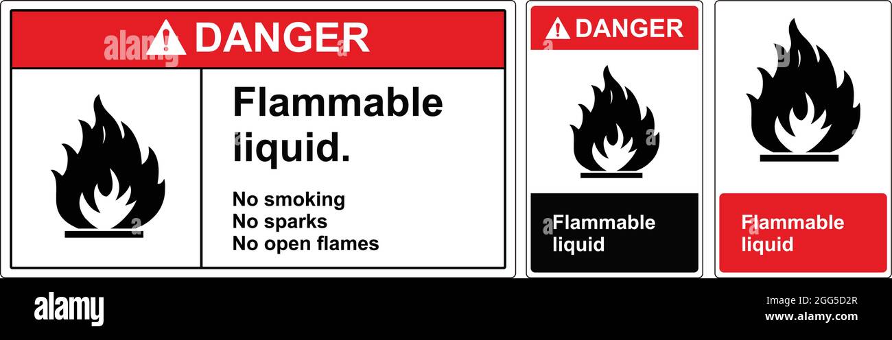 Sign danger flammable liquid. Safety sign Vector Illustration. OSHA and ANSI standard sign. eps10 Stock Vector