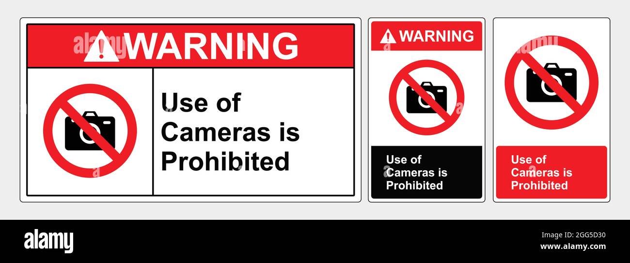 Safety Cameras Prohibited Sign Vector Illustration Sign Lanscape And Potrait Forms ANSI And