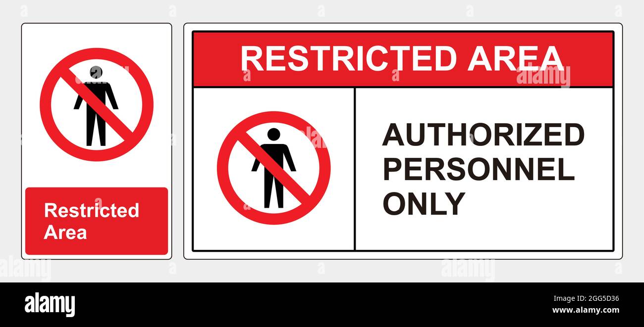 Restricted Area Authorized Personnel Only Symbol Sign, Vector Illustration, Isolate On White Background Label. Safety sign standard ANSI & OSHA Stock Vector