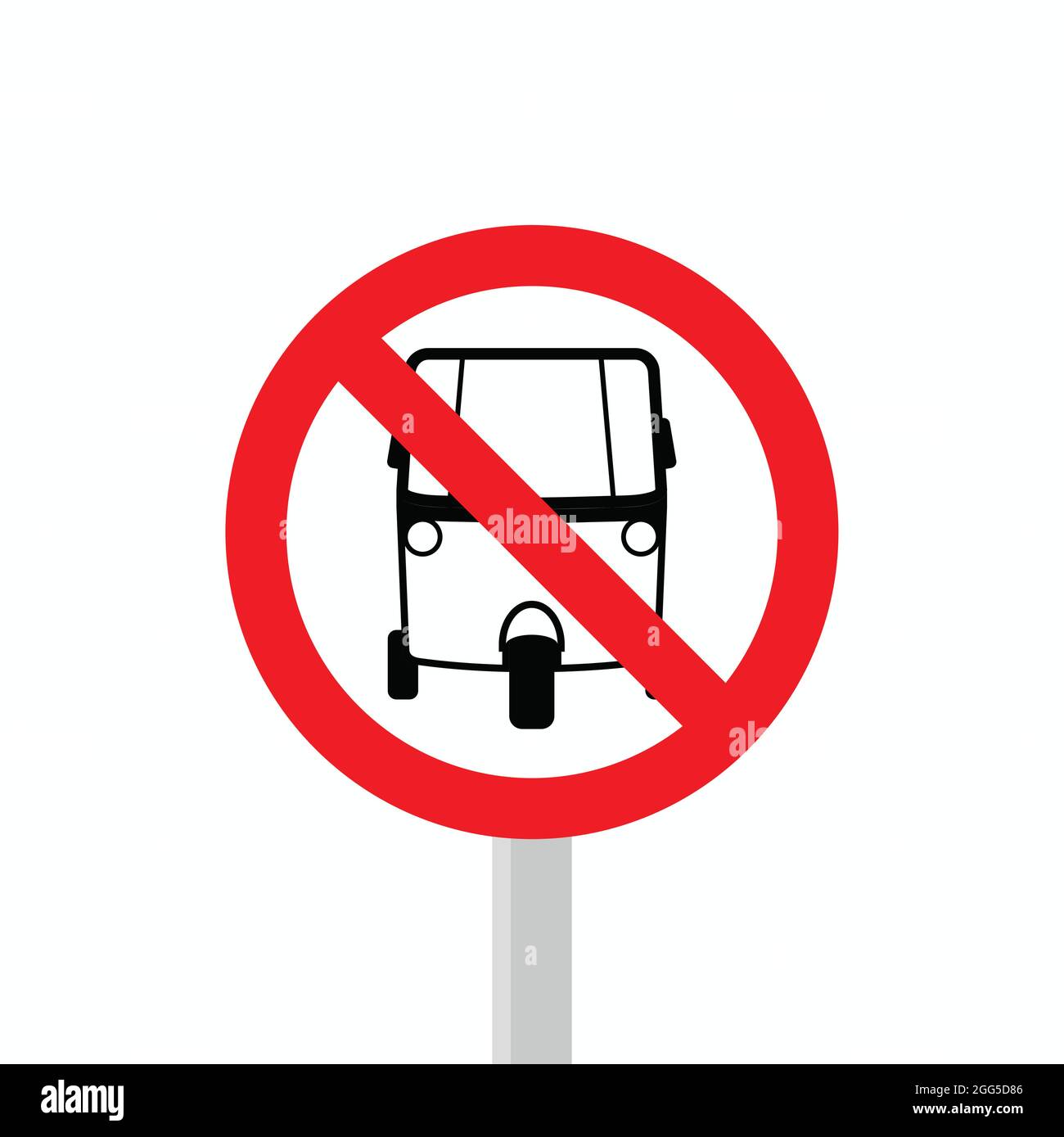 prohibited from entering three wheeled vehicles. icon and vector traffic sign. illustration Stock Vector