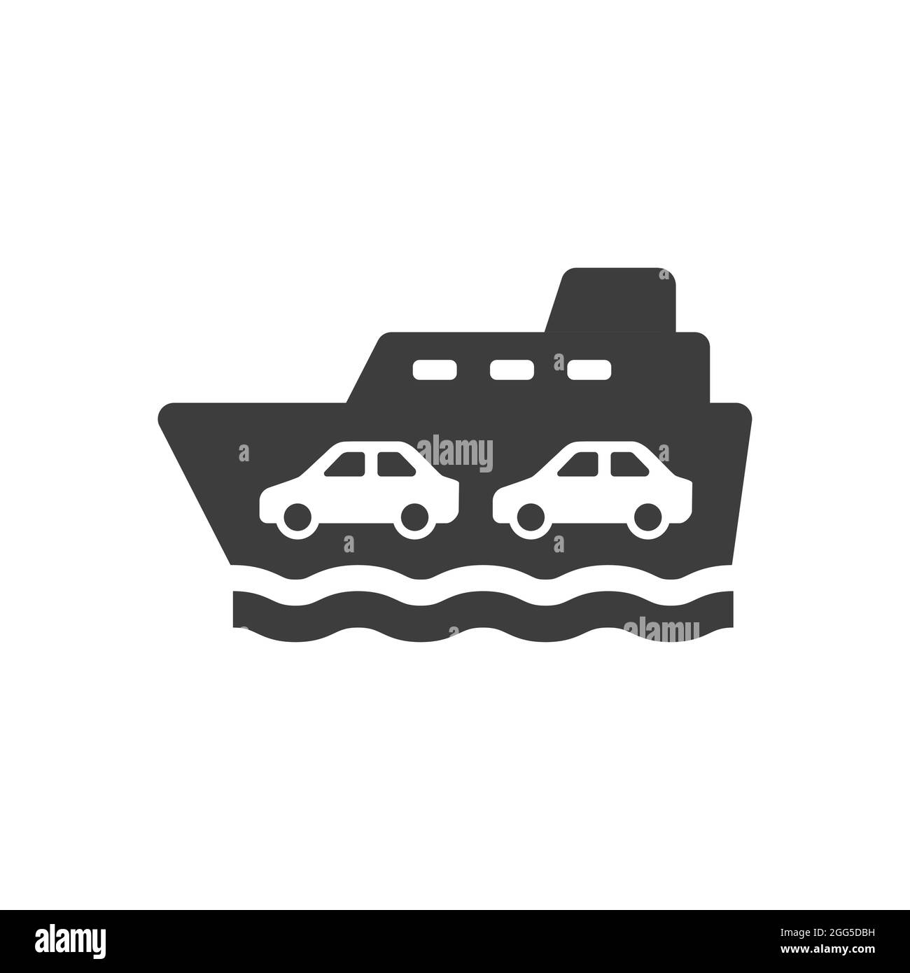 Ferry boat black vector sign. Ferryboat ship symbol. Stock Vector