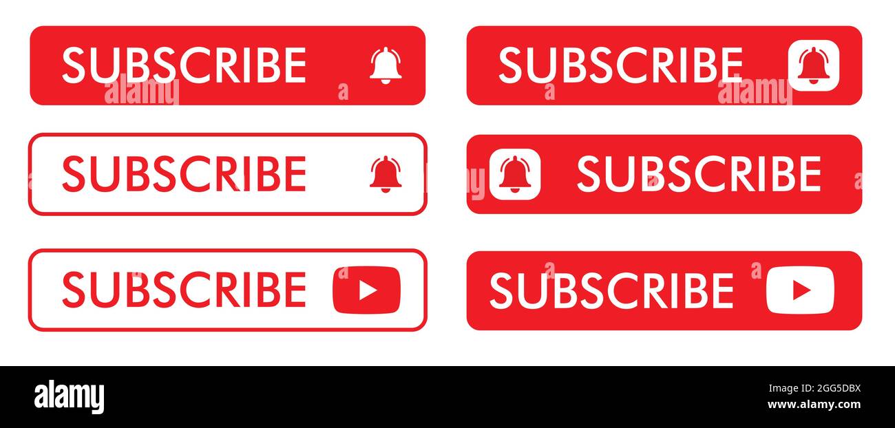 Subscribe icon. Red button subscribe to channel, blog. Social media ...