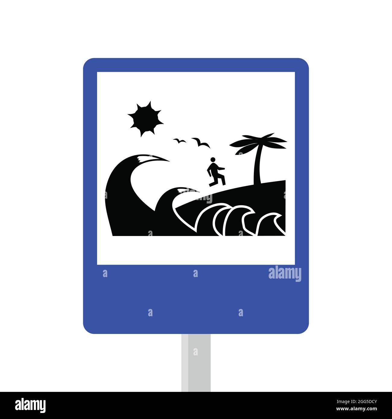 Tsunami evacuation route signs. safety sign traffic sign. tsunami silhouette Stock Vector