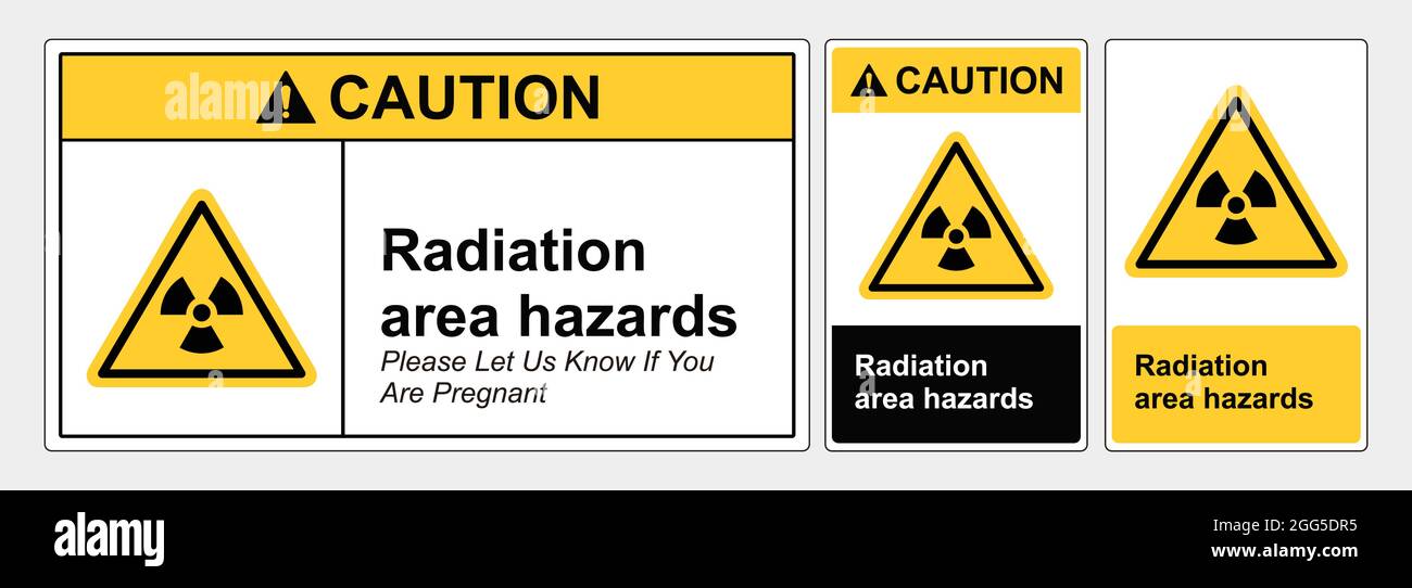Safety Sign Radiation area hazard, sign lanscape and potrait forms