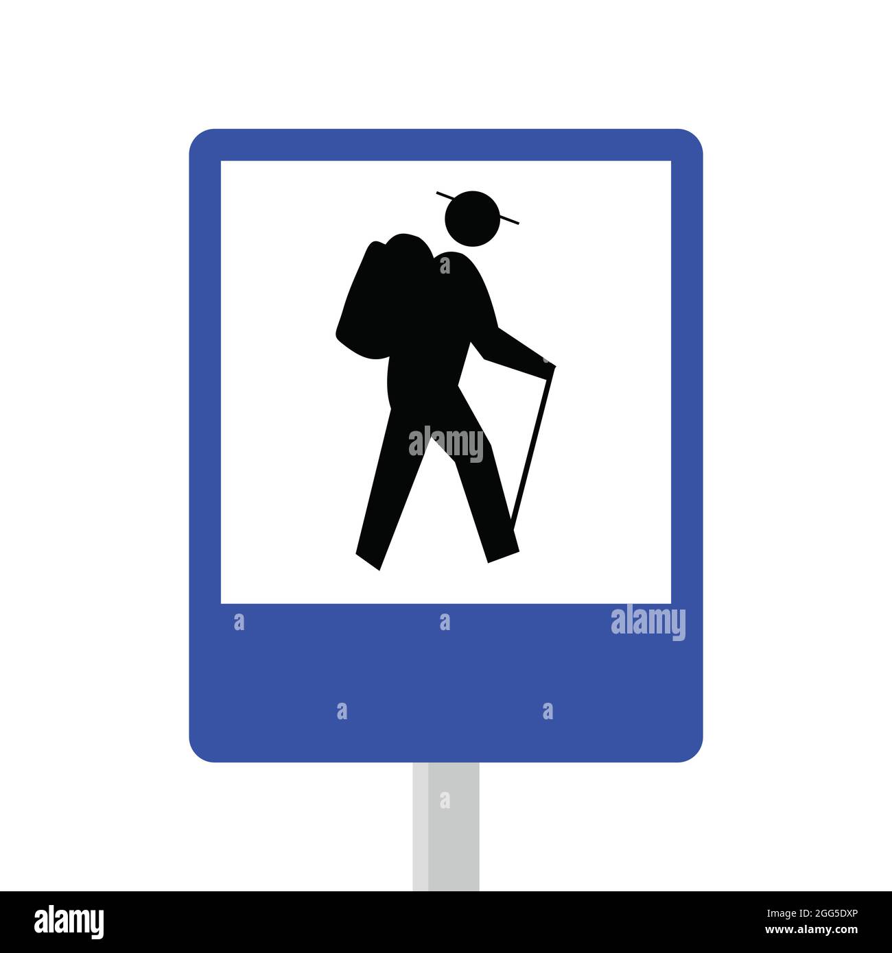 A hike pedestrian route. safety sign traffic sign. silhouette of a climber Stock Vector
