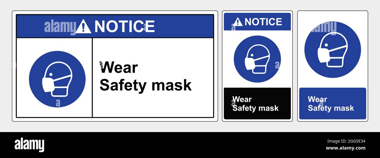 Safety sign wear safety mask. Standard ansi and osha. template sign