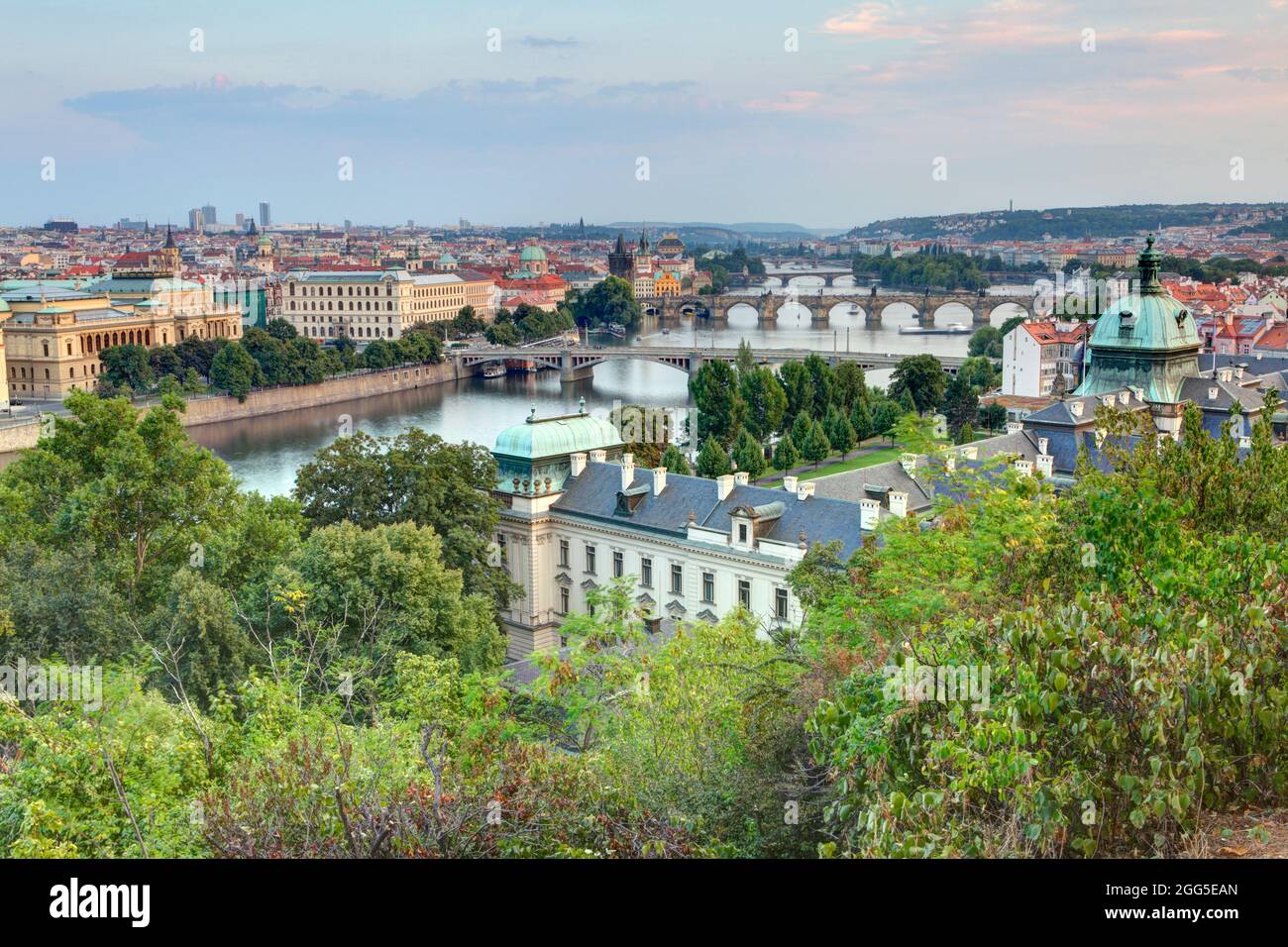 View of the bridges over the Vltava river, Prague, CZ Stock Photo