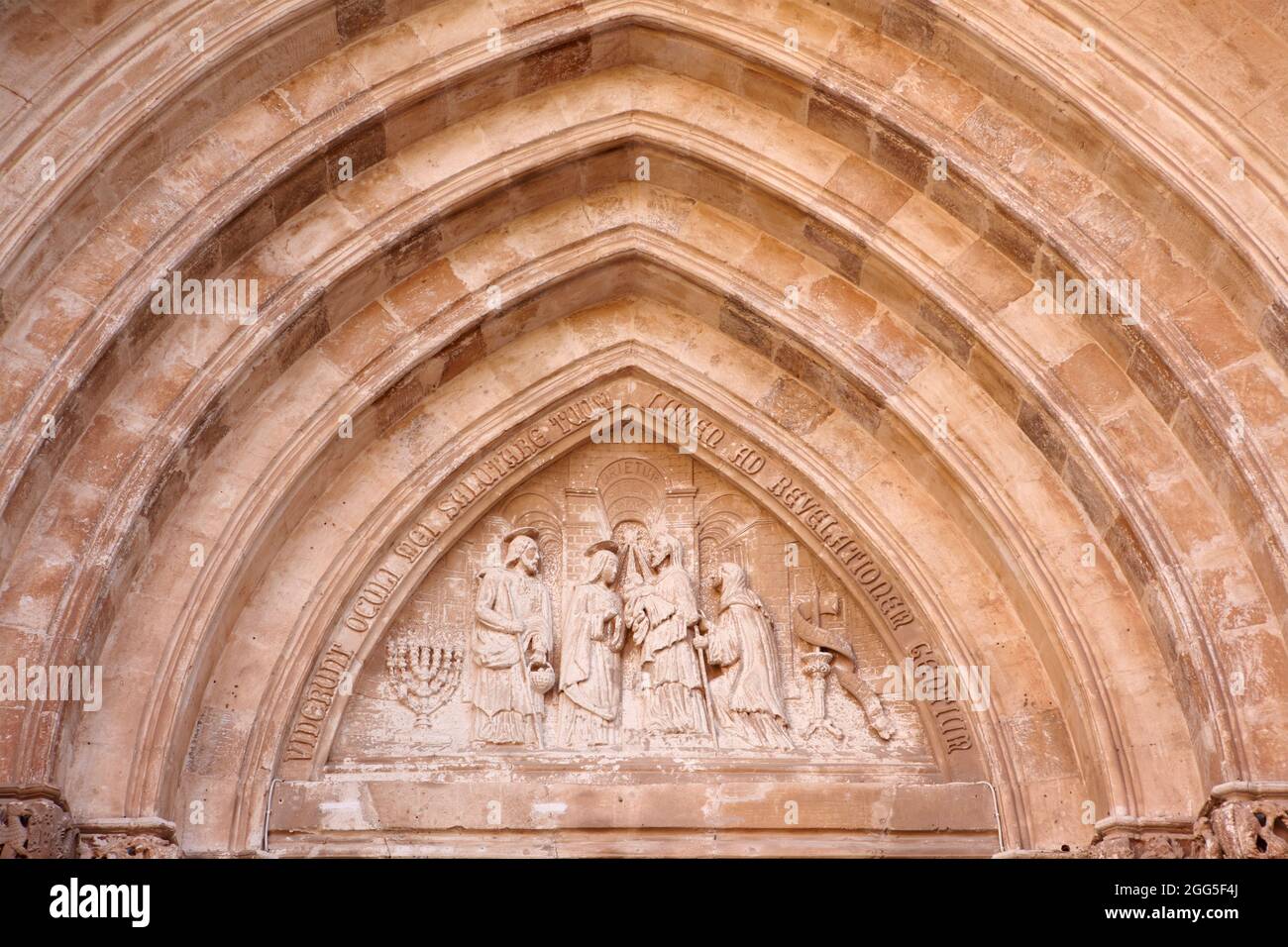 The portal of the Cathedral of Ciutadella de Menorca, Balearic Islands, Spain Stock Photo