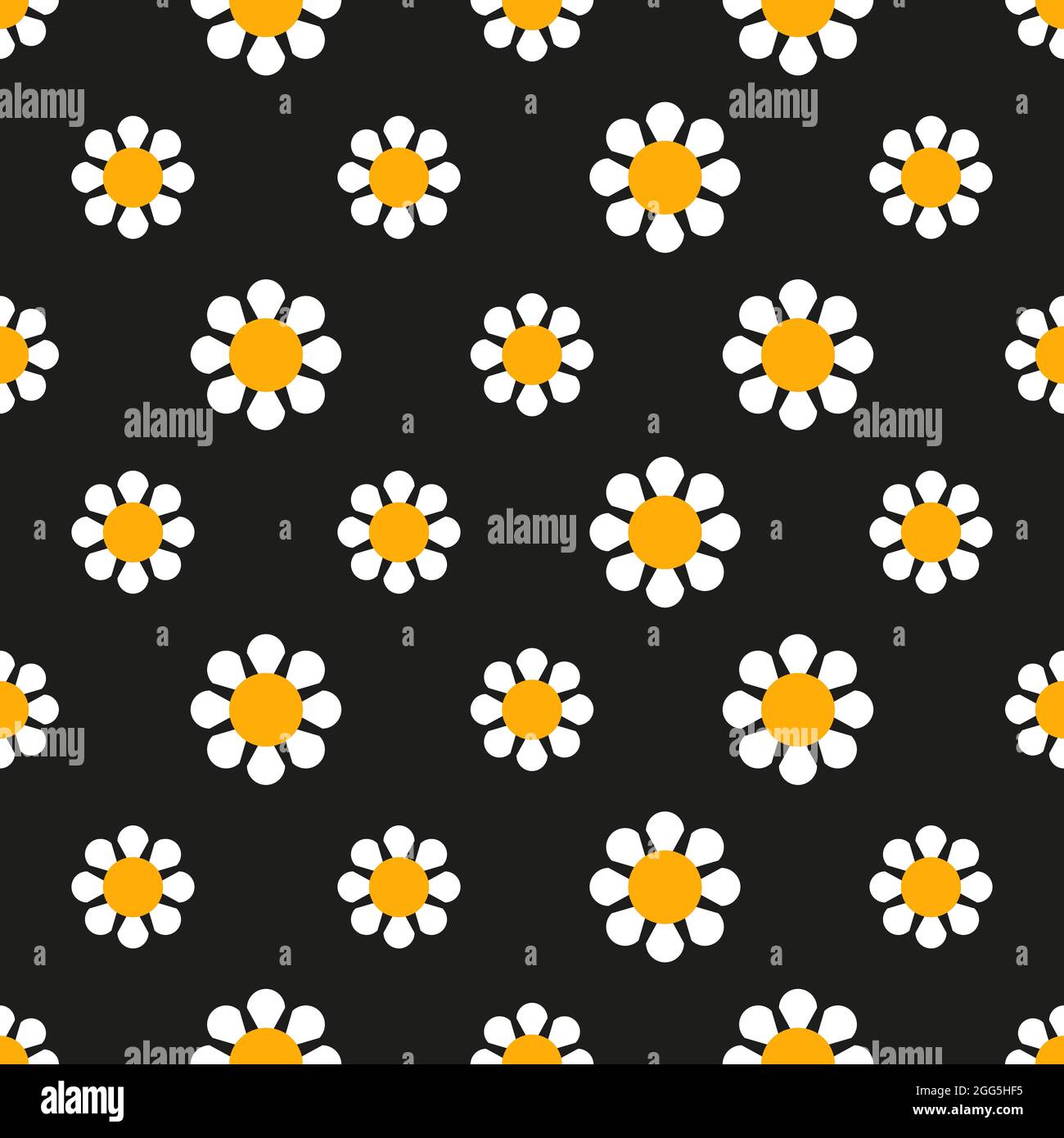 Seamless chamomile pattern on black background. daisy home decor ...