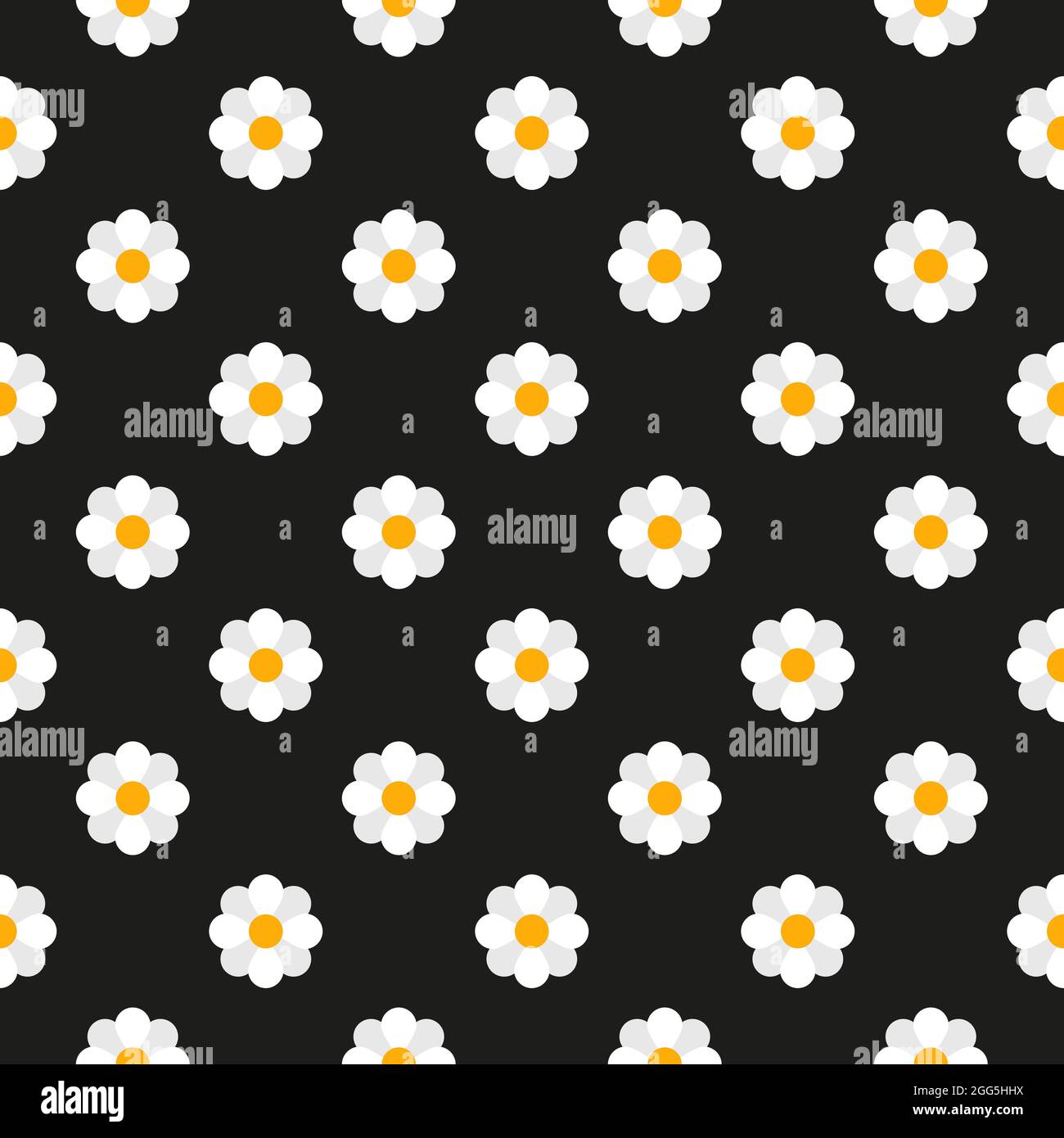 Seamless chamomile pattern on black background. daisy home decor ...