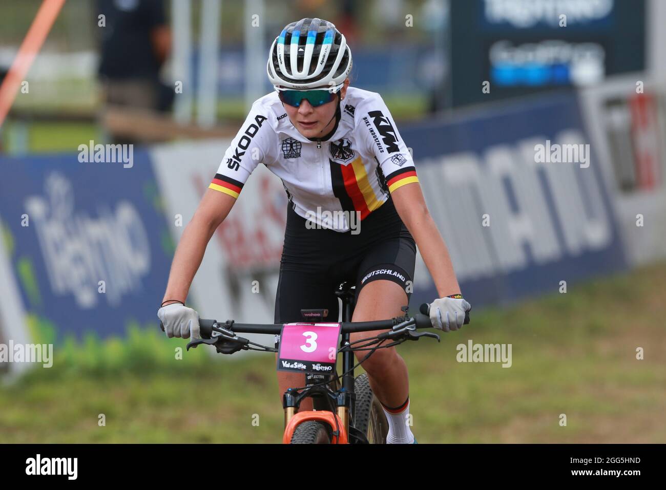 UCI 2021 Mountain Bike Cross Country World  Championships   in Commezzadura on August 28, 2021. Women Under 23, Ronja Eibl (GER)  (Photo by Pierre Teyssot/ESPA-Images) Stock Photo