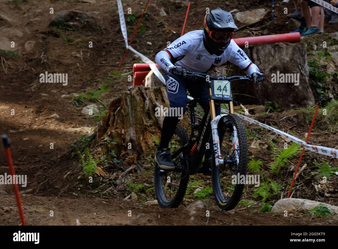 Commezzadura, Italy. 29th Aug, 2021. Daolasa, Commezzadura, Italy, August 29,  2021, (44) - Nico Schlebes (Germany) during UCI MTB World Championship -  Downhill - Men and women's U23 race - MTB -