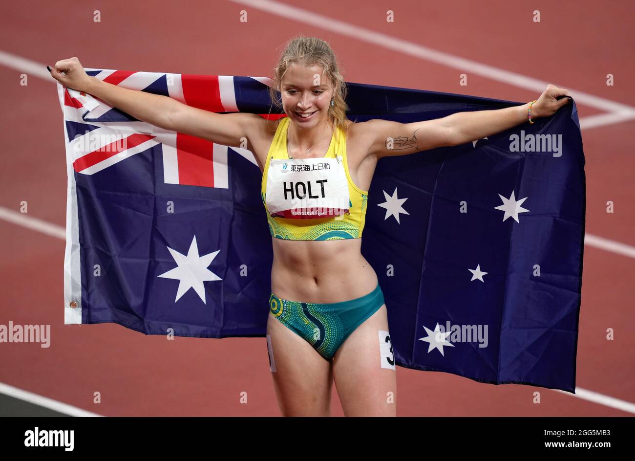 Australia S Isis Holt After Winning Silver In The Women S 200m T35 During The Athletics At The Olympic Stadium On Day Five Of The Tokyo 2020 Paralympic Games In Japan Picture Date