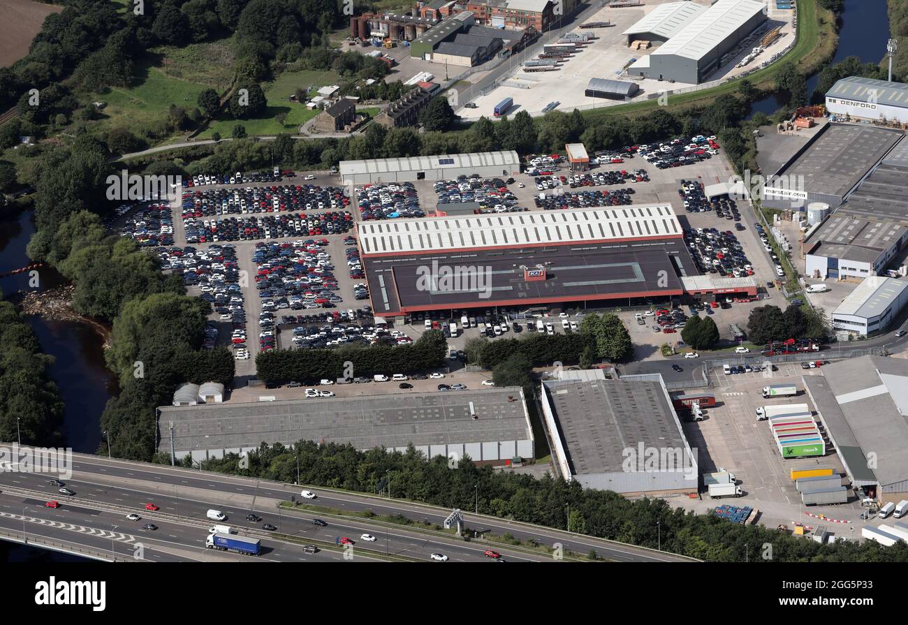 aerial view of BCA Brighouse (British Car Auctions), West Yorkshire Stock Photo