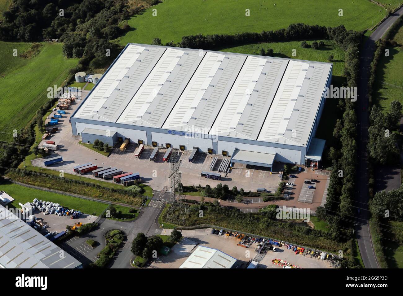 aerial view of the Glen Dimplex Heating & Ventilation factory in Burnley, Lancashire Stock Photo