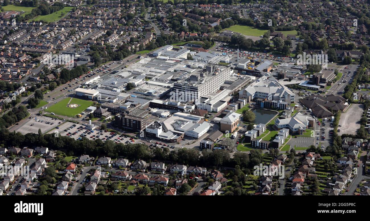 aerial view of Royal Preston Hospital, Lancashire Stock Photo