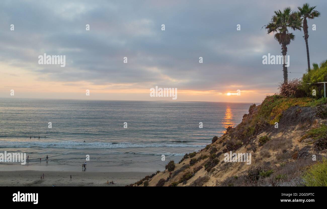 The sunset in Solana Beach, California on Saturday, August 28th, 2021