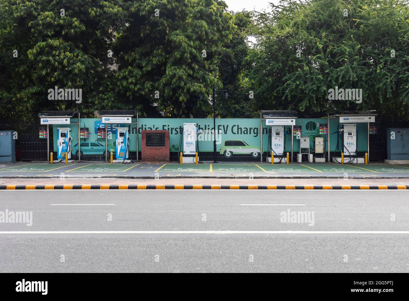 View of charging points for Electric Vehicles, EV charging station in