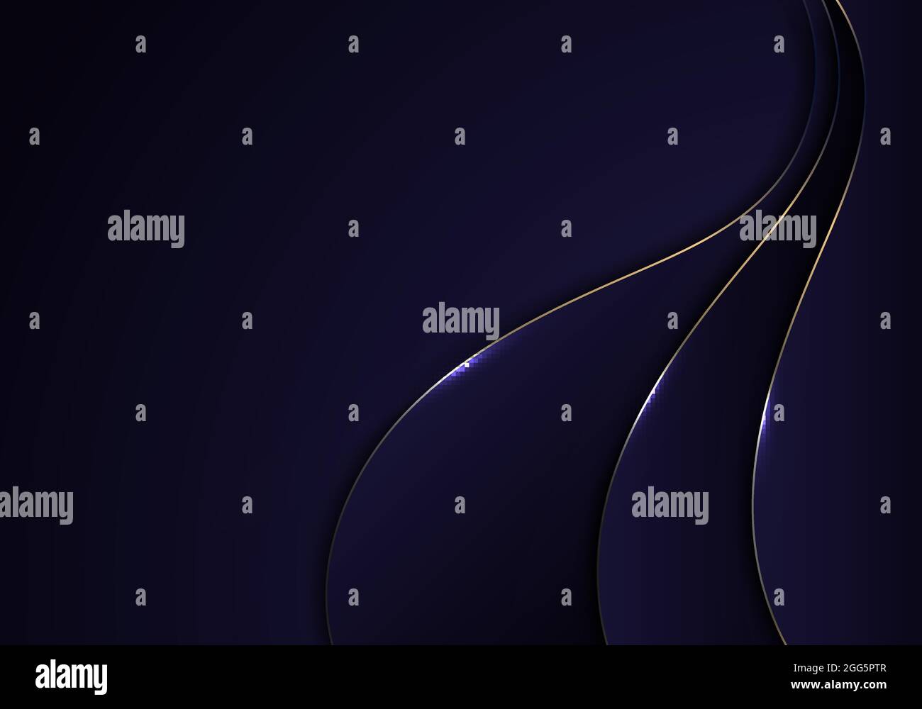 Abstract gold wave line on black background luxury style. Vector ...