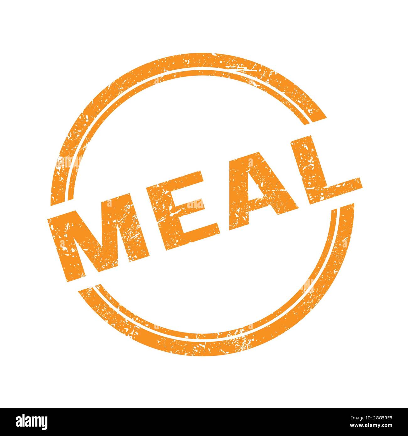MEAL text written on orange grungy vintage round stamp Stock Photo - Alamy