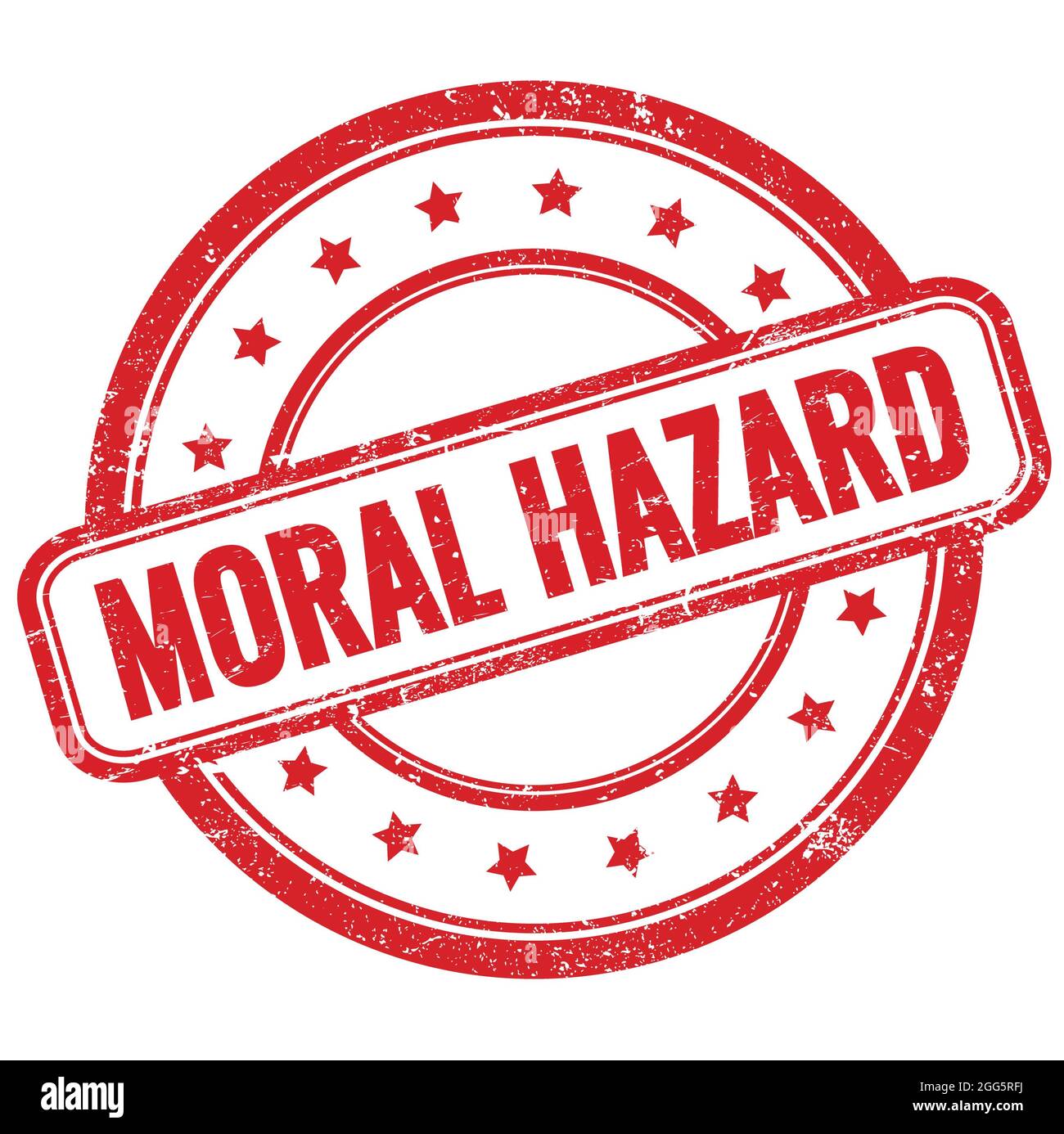 MORAL HAZARD text on red vintage grungy round rubber stamp. Stock Photo