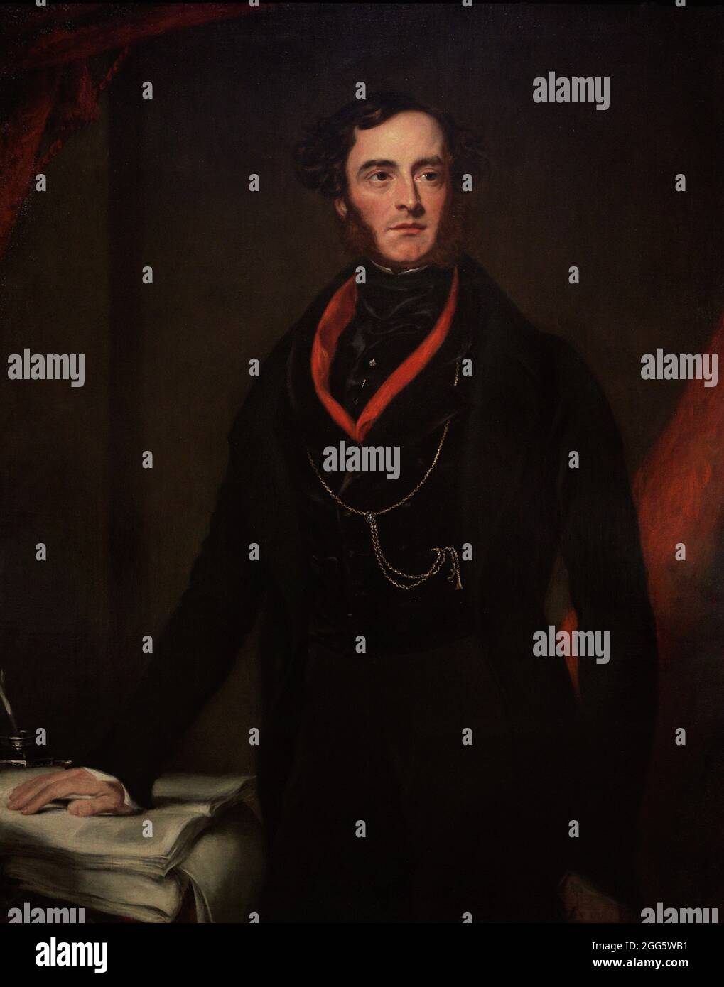 Lord George Cavendish Bentinck (1802-1848). British Conservative politician. Portrait by Samuel Lane (1780-1859). Oil on canvas (128,3 x 101,6 cm), ca. 1836. National Portrait Gallery. London, England, United Kingdom. Stock Photo