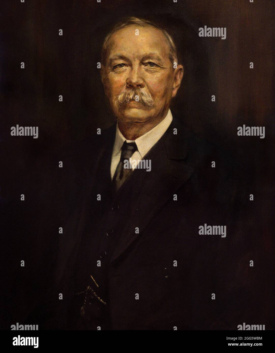 Arthur Conan Doyle (1859-1930). British novelist, creator of the fictional detective Sherlock Holmes. Portrait by Henry L. Gates, active between 1927 and 1941. Oil on canvas (73,7 x 62,2 cm), 1927. National Portrait Gallery. London, England, United Kingdom. Stock Photo