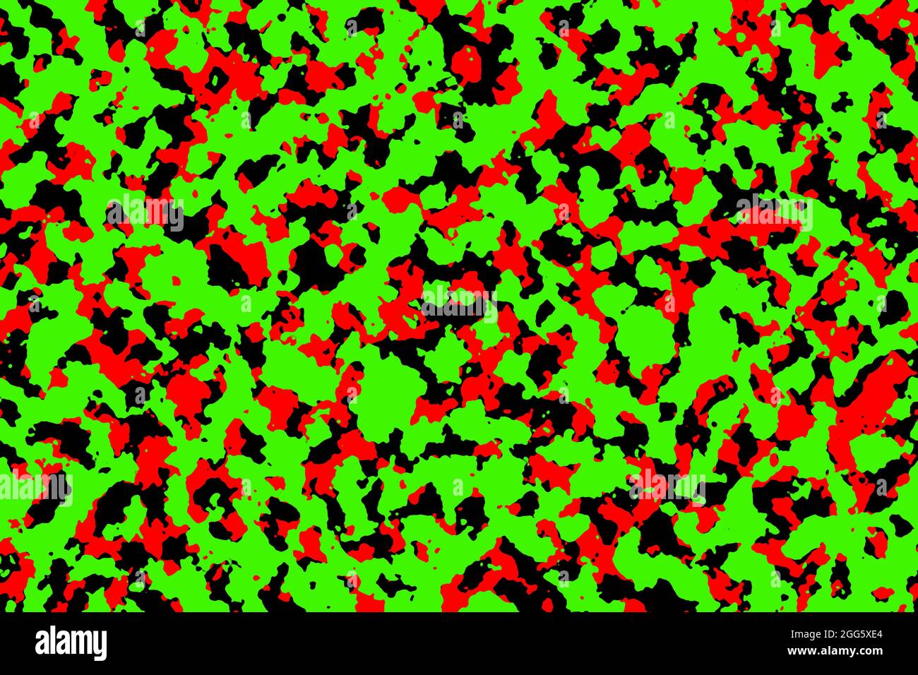 Modern military camouflage red, black and bright green pattern Stock Photo