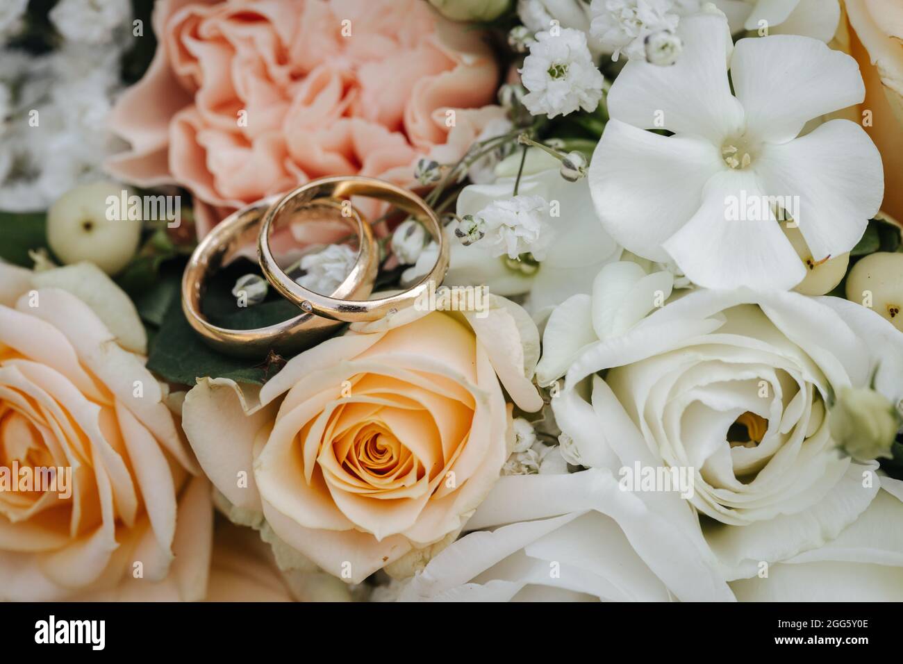 Wedding rings macro close-up Stock Photo