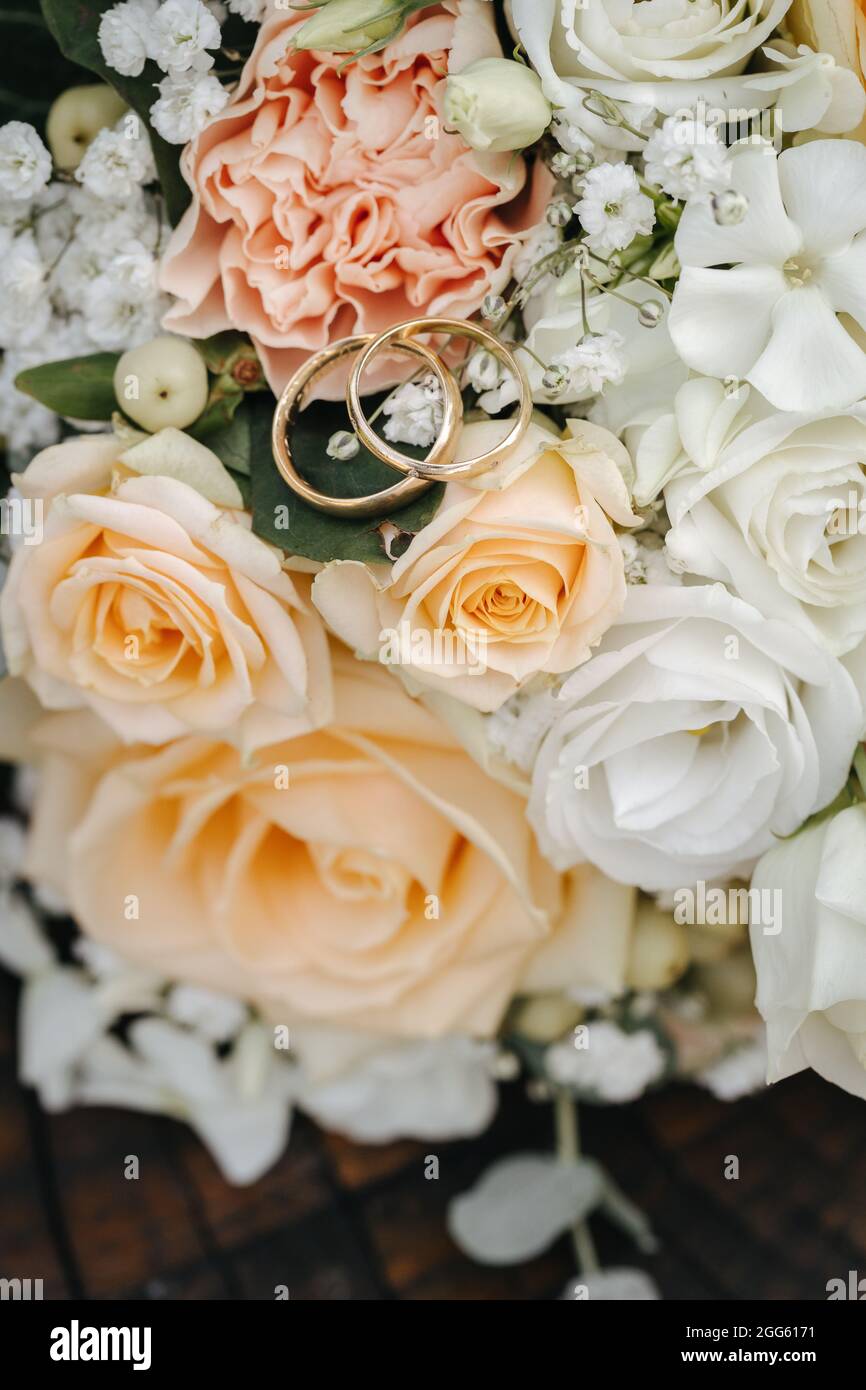 Wedding rings macro close-up Stock Photo