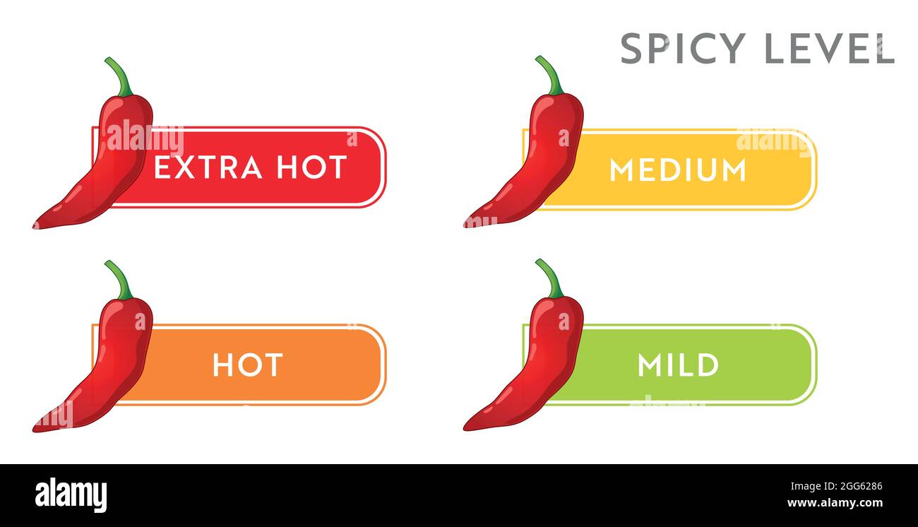 Spicy food level. Chili pepper strength scale. Food infographic Stock