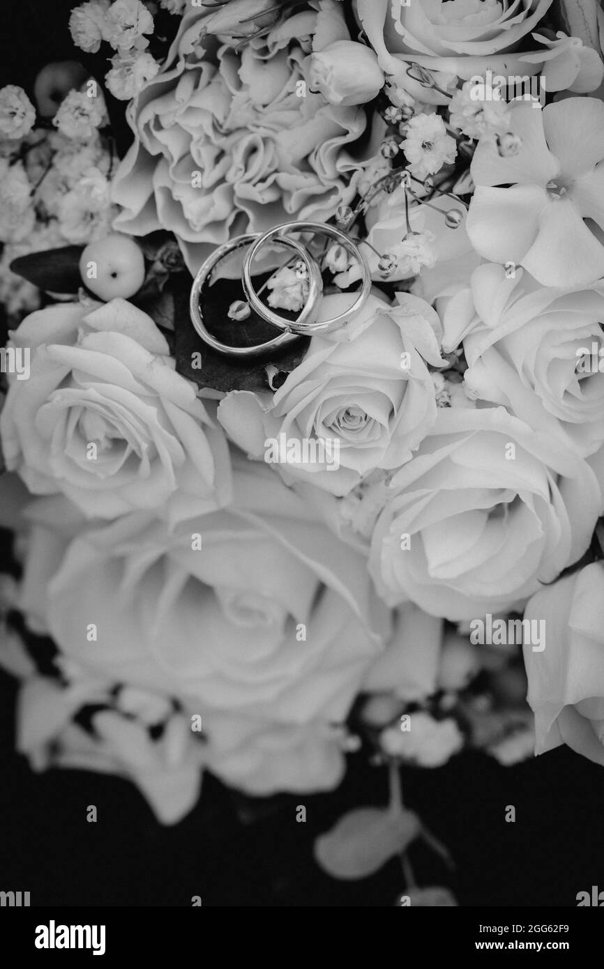 Wedding rings macro close-up Stock Photo