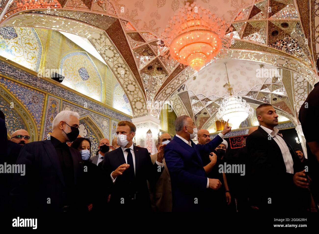 Iraqi Prime Minister Mustafa Al Kadhemi And French President Emmanuel Macron Visit The Shrine Of 