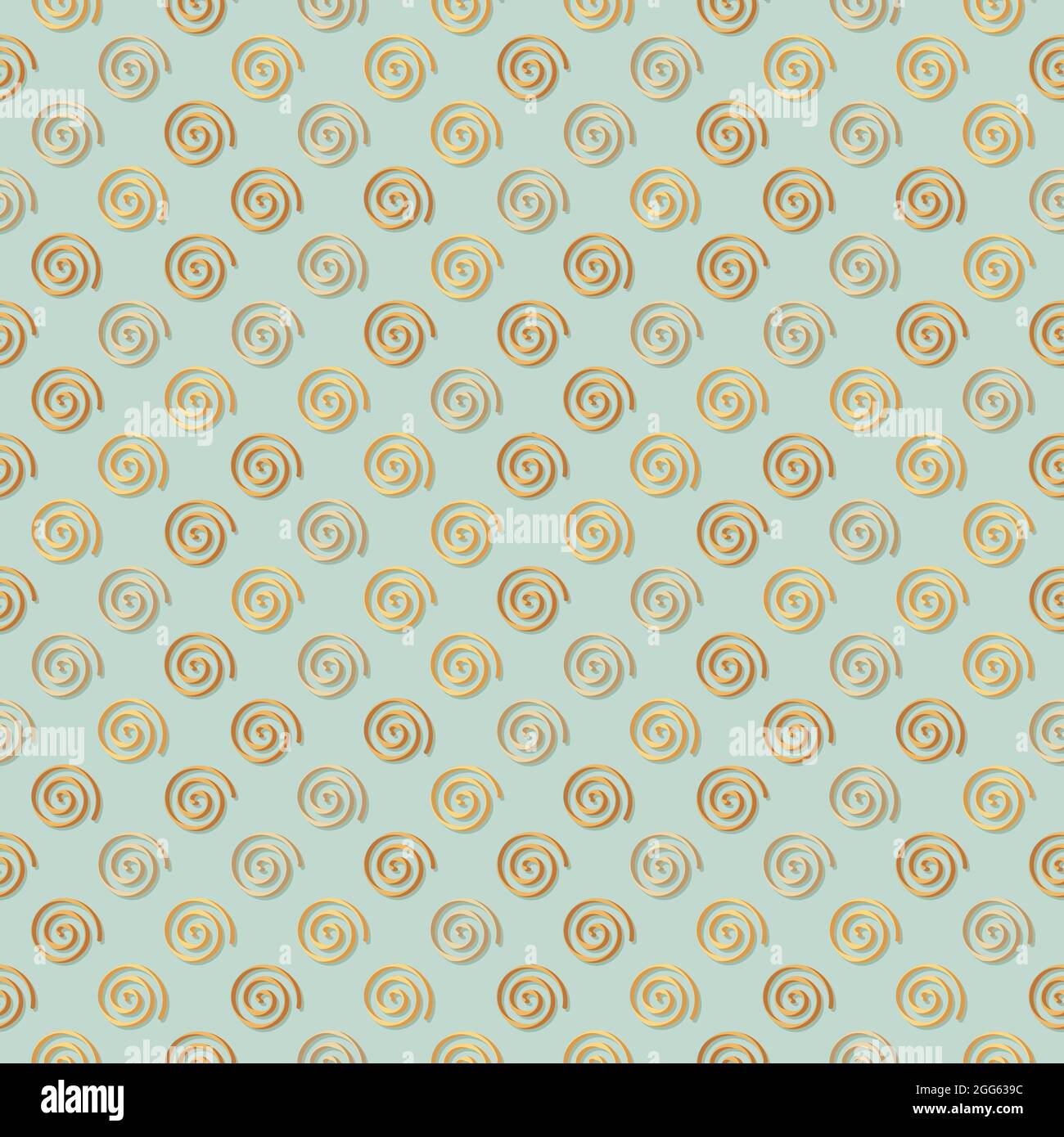 Abstract half drop repeate golden metallic spiral mofit seamless pattern background Stock Vector