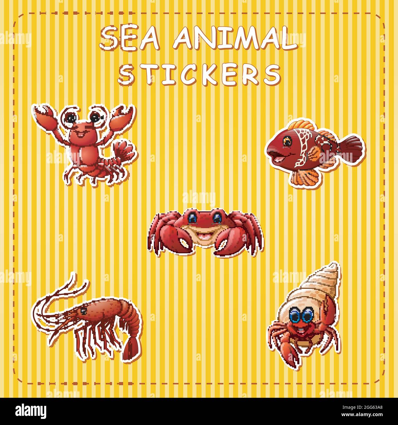 Cute cartoon sea animals on sticker Stock Vector Image & Art - Alamy
