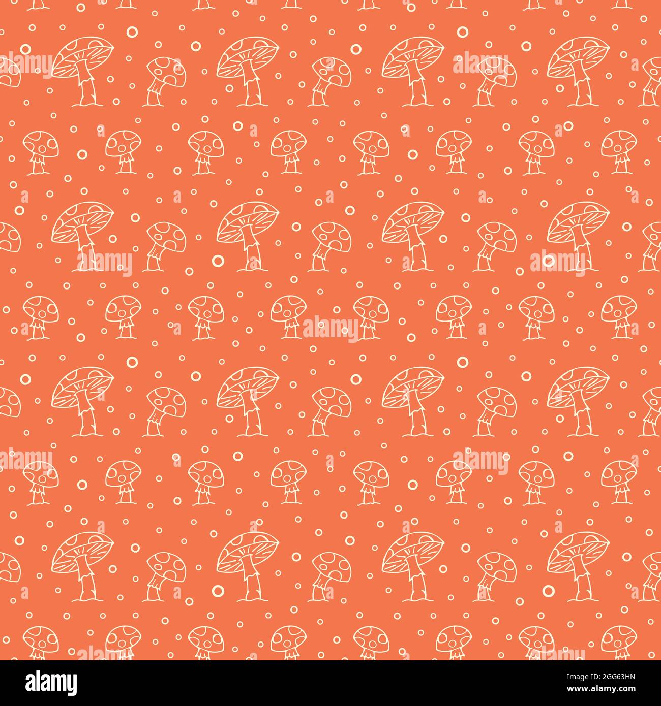 Mushrooms and spore seamless vegetable pattern monochrome background Stock Vector