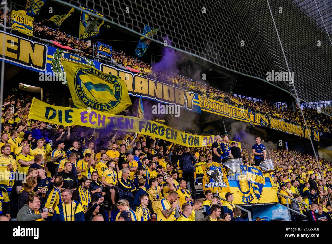 Broendby Denmark 25th August 2021 Football Fans Of Broendby If Seen On The Stands During The Uefa Champions League Qualification Match Between Broendby If And Fc Red Bull Salzburg At Broendby Stadion