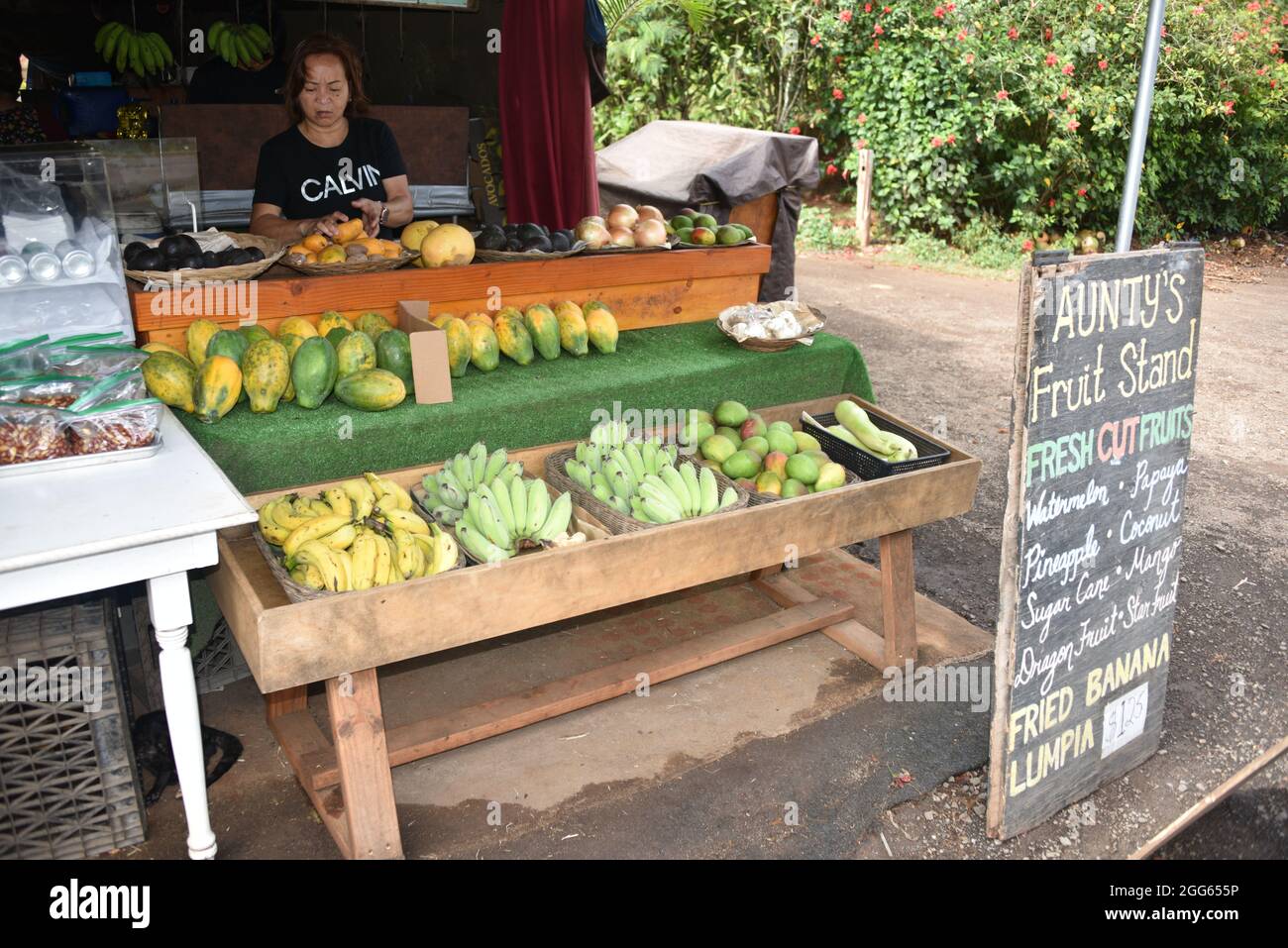Oahu, HI. U.S.A. 6/4/2021. Kahuku Land Farms, Rick’s Brand and Aunty’s
