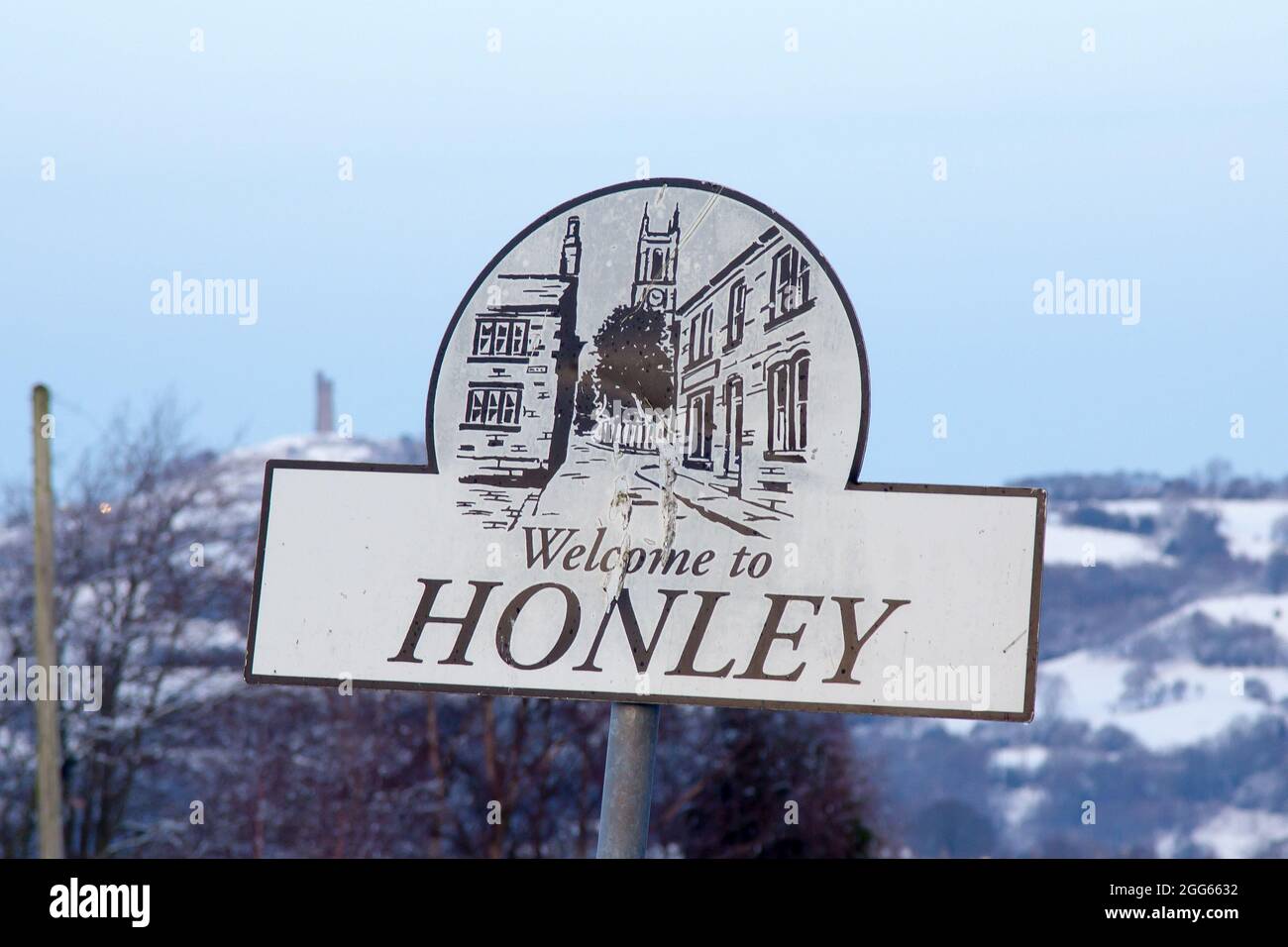 to Honley sign Stock Photo Alamy