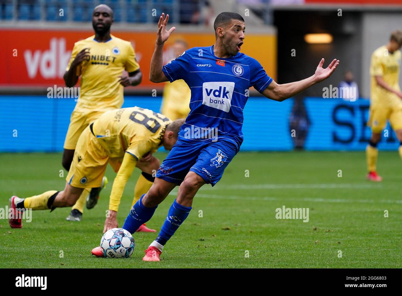 Gent Belgium August 29 Tarik Tissoudali Of Kaa Gent During The Jupiler Pro League Match Between Kaa Gent And Club Brugge At Ghelamco Arena On August 29 21 In Gent Belgium