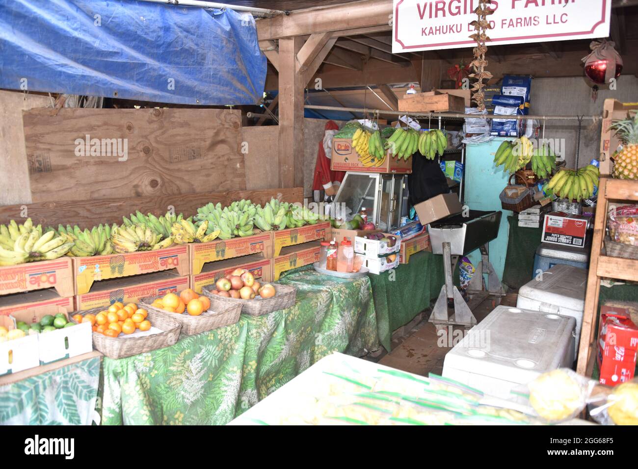 Oahu, HI. U.S.A. 6/4/2021. Kahuku Land Farms, Rick’s Brand and Aunty’s