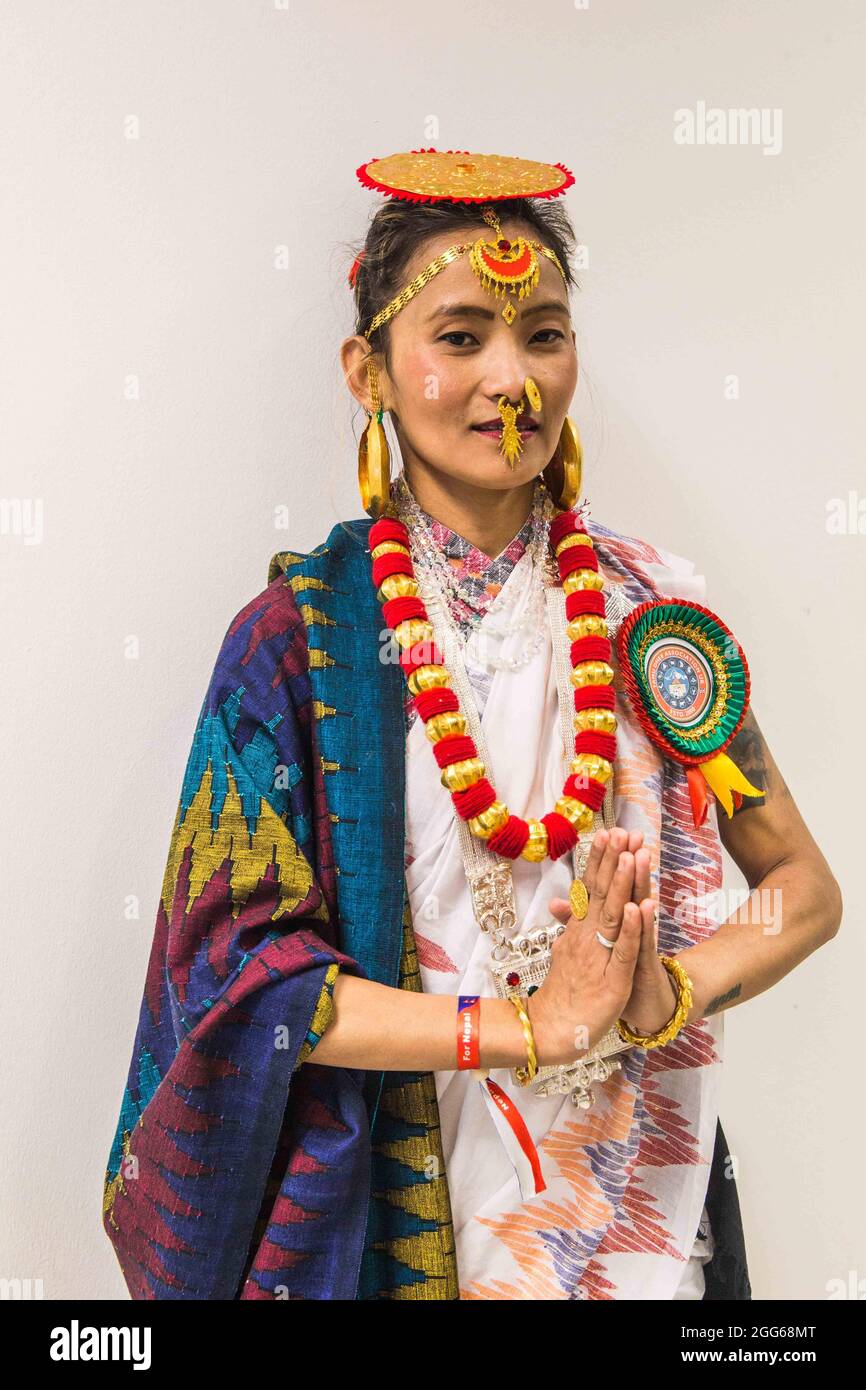 SunburyonThames, Surrey 29 August 2021 A Nepali girl with traditional