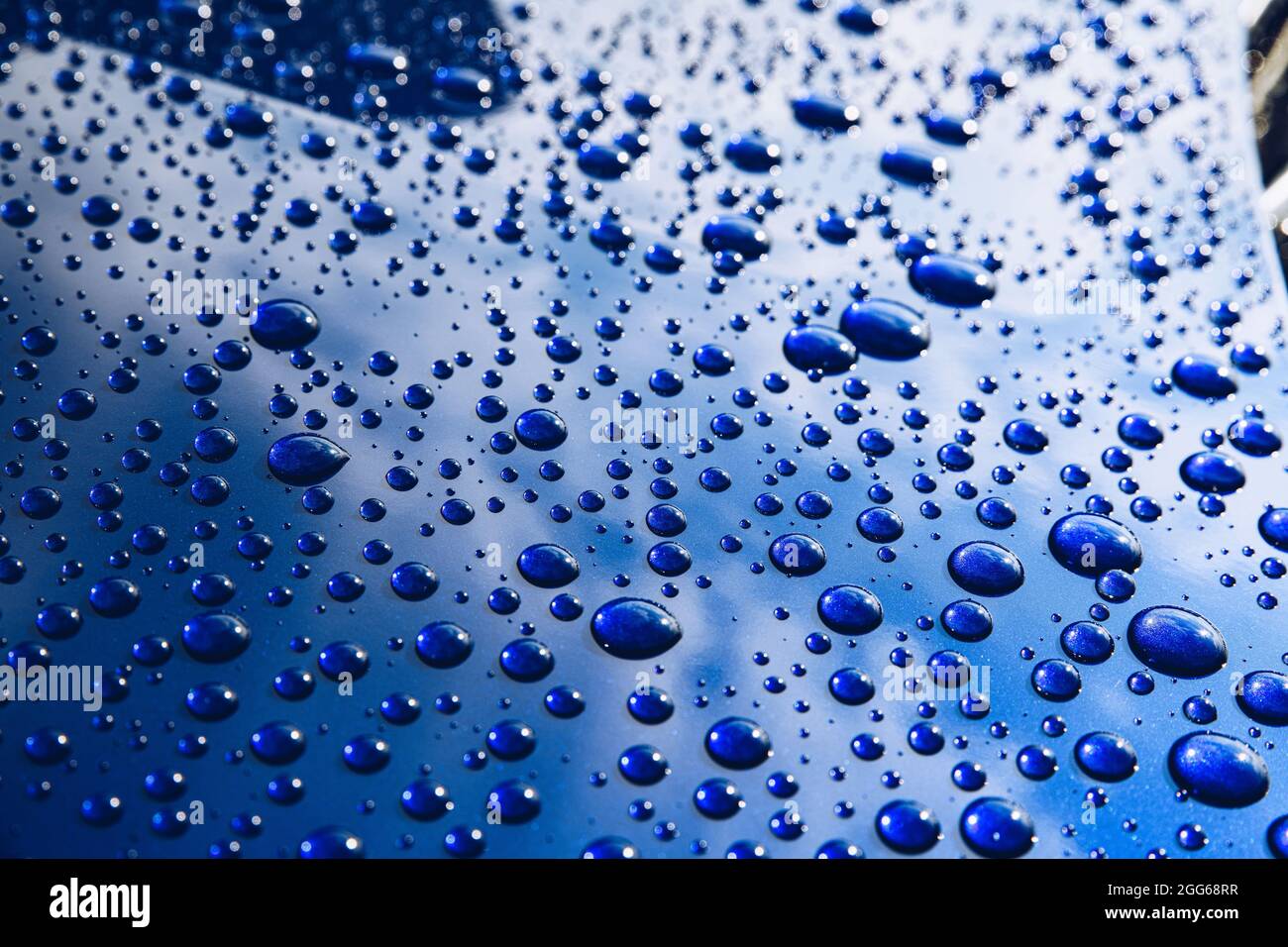 Water drops on car body. Hydrophobic effect Stock Photo