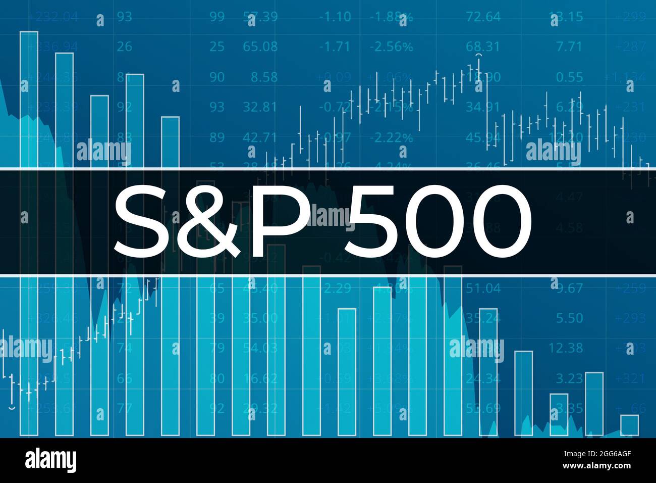 American financial market index S and P 500 (ticker SPX) on blue ...