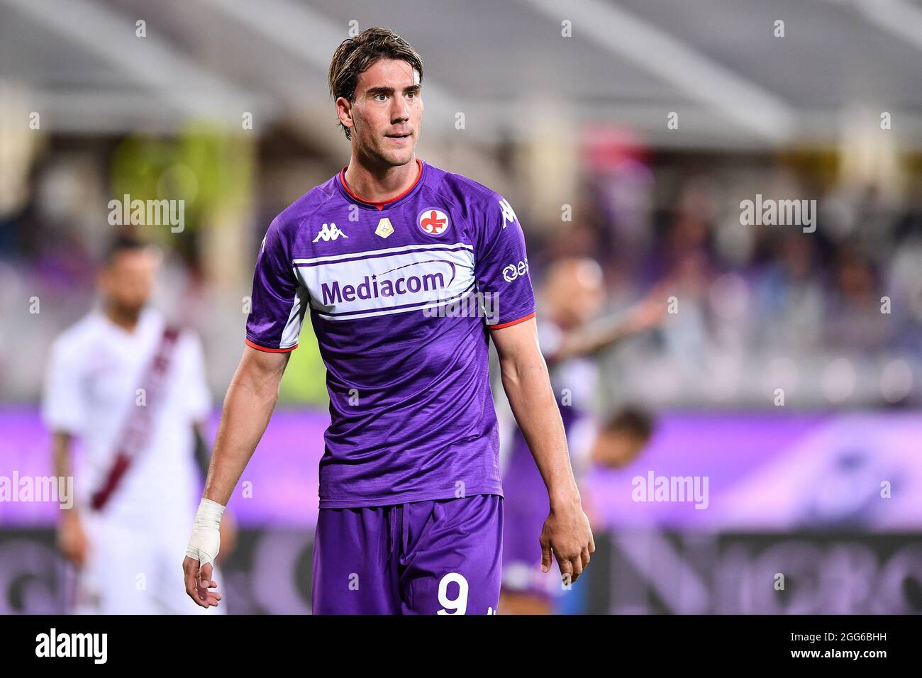 Florence, Italy. 21st Mar, 2021. Dusan Vlahovic (ACF Fiorentina) during ACF  Fiorentina vs AC Milan, Italian football Serie A match in Florence, Italy,  March 21 2021 Credit: Independent Photo Agency/Alamy Live News