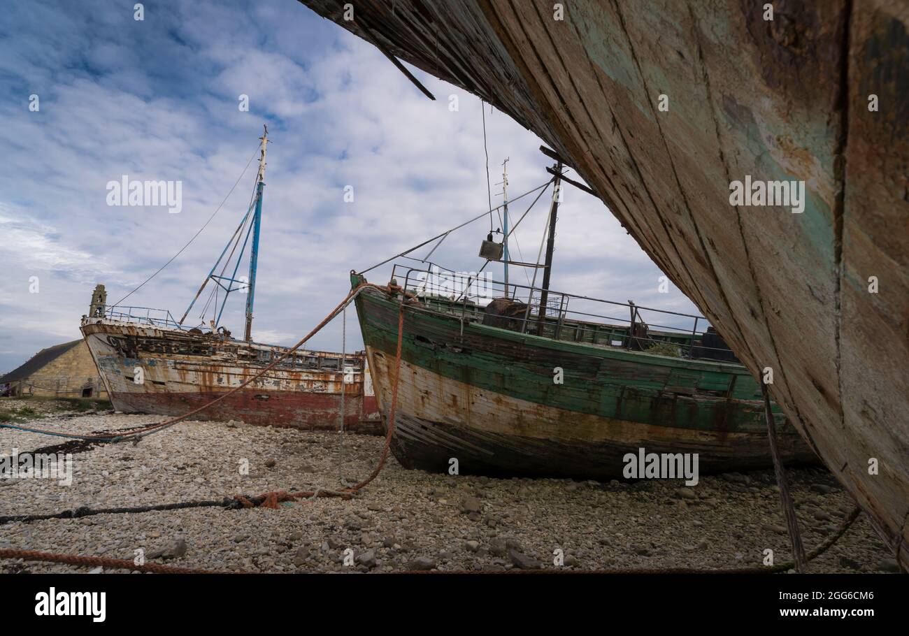Detail of shipwrecks in Camaret Sur Mer. Stock Photo